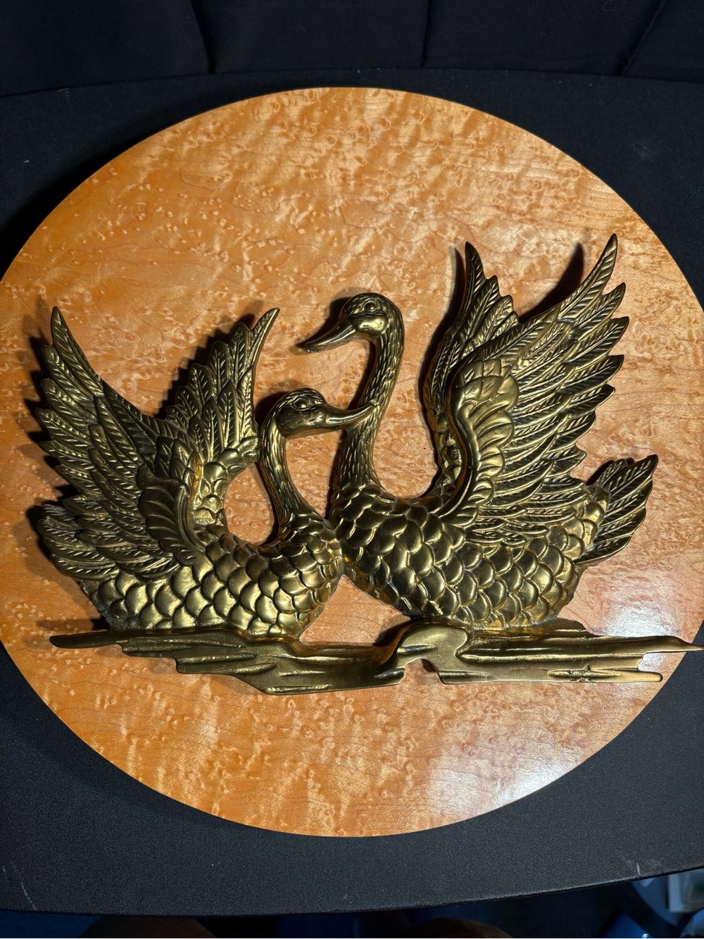 Stunning Vintage Mid Century Modern Double Swan Wall Hanging Sculpture 🦢✨brass